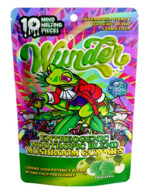 Wunder | Sour Apple Mushroom Gummies with THCp | 1200mg Entheogenic Extract + 2mg THCp – 10ct