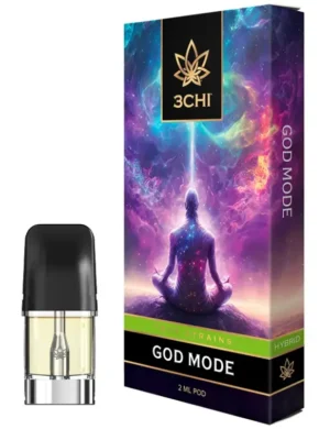 3CHI | True Strain THC Vape Pod – God Mode | Hybrid – 2g Disposable Vape Pod