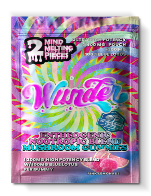 Wunder | Pink Lemonade Mushroom Gummies with Blue Lotus | 1200mg Entheogenic Extract + 100mg Blue Lotus – 2ct Sample Pack